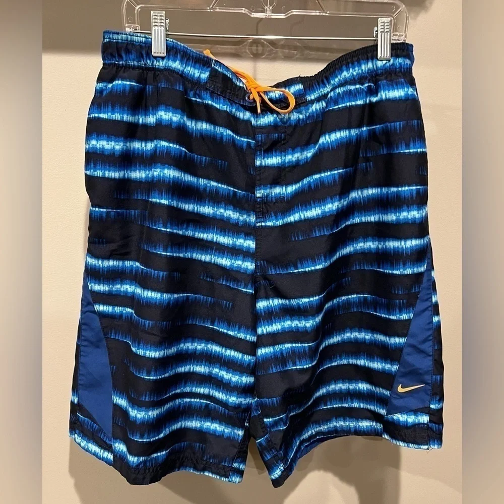 Men’s Nike Elastic Tie Waist Swimsuit Size Large Navy and Blues